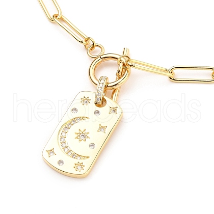 Brass Micro Pave Clear Cubic Zirconia Pendant Necklaces NJEW-JN03103-02-1