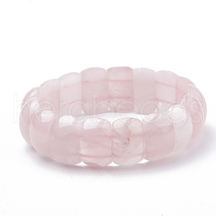 Natural Rose Quartz Beaded Stretch Bracelets BJEW-S137-21-1