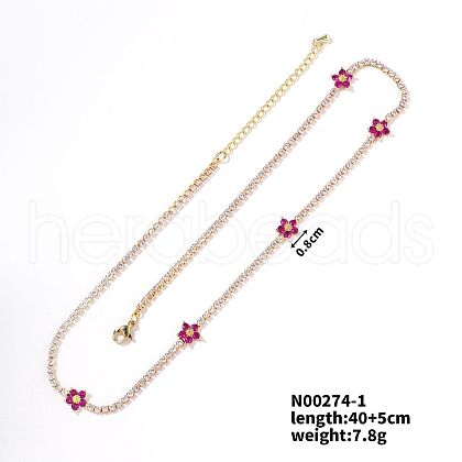 European and American Fashion Style Brass Rhinestone Flower Necklaces IO5961-1-1