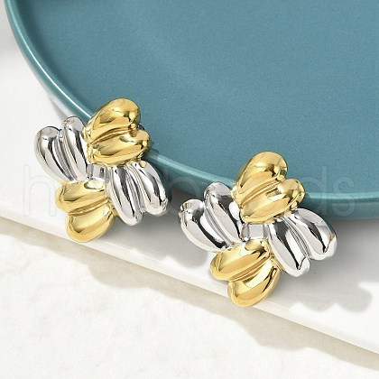 304 Stainless Steel Two Tone Stud Earrings EJEW-A124-01B-1