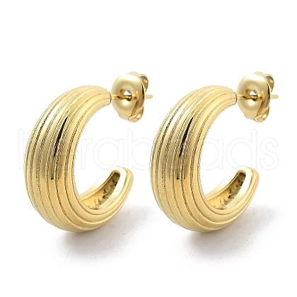 304 Stainless Steel Ring Stud Earrings EJEW-P258-03G-1