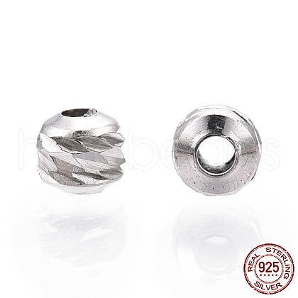 Rhodium Plated 925 Sterling Silver Beads STER-T004-78P-2.5mm-1