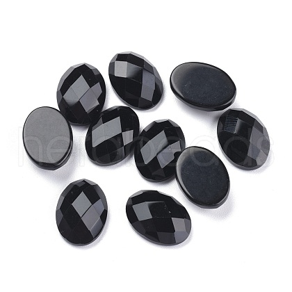 Natural Black Agate Cabochons G-G760-A10-1