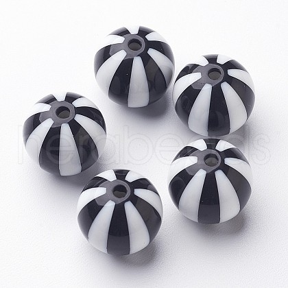 Colorful Stripe Chunky Bubblegum Acrylic Beads X-SACR-ZX010-9-1