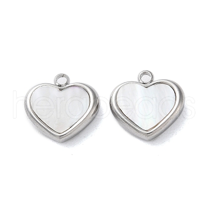 304 Stainless Steel with Synthetic Shell Charms STAS-G338-06P-1