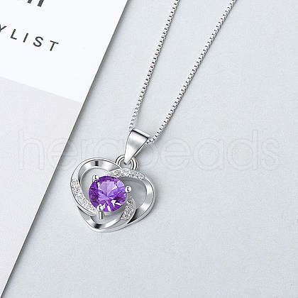 Anti-Tarnish Rhodium Plated 925 Sterling Silver Pendants ZIRC-BB50406-C-1