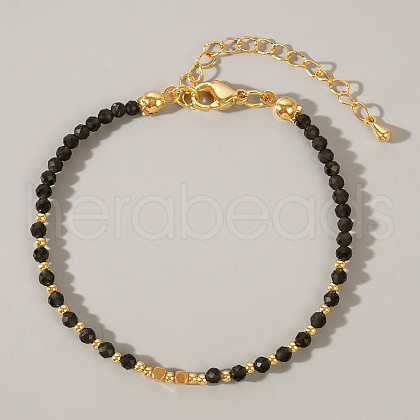 Bohemian Style Natural Gold Obsidian Round Beaded Bracelets for Women CA1141-5-1