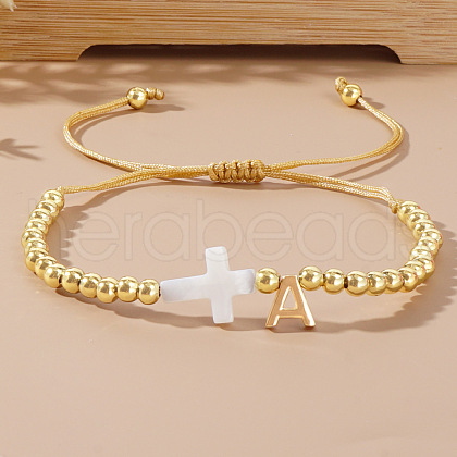 Brass Round Bead Braided Bead Bracelets VB3830-1-1