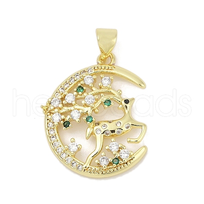 Brass Micro Pave Cubic Zirconia Pendants KK-D317-133G-1