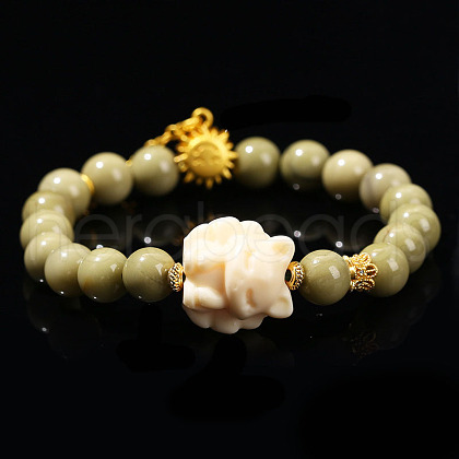 Natural Alashan Agate Round Beads Stretch Bracelets WG466DA-02-1