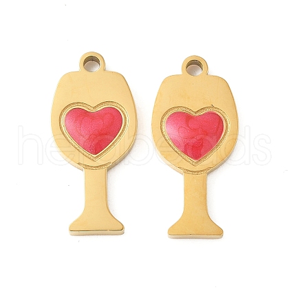 304 Stainless Steel Enamel Pendants STAS-R168-15G-1