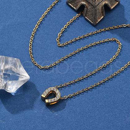 304 Stainless Steel Crystal Rhinestone Pendant Cable Chain Necklaces for Women NJEW-C062-01B-G-1