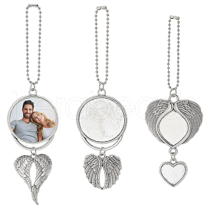 AHADERMAKER 6Pcs 3 Styles Zinc Alloy Heat Transfer Sublimation Blank Pendant Decorations AJEW-GA0007-52-1