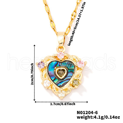 Brass Colorful Cubic Zirconia Heart-shaped Pendant Necklaces PR0180-3-1