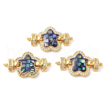 Rack Plating Brass Micro Pave Clear Cubic Zirconia Flower Links Connector Charms KK-K385-104G-02-1