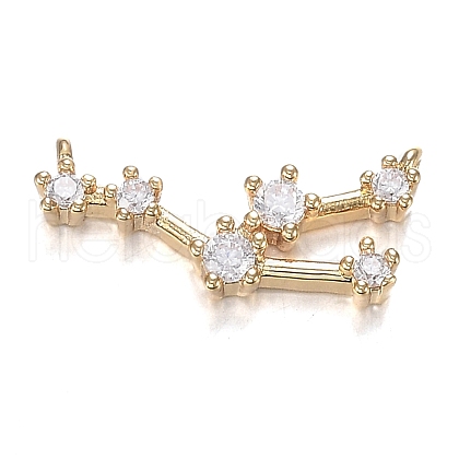 Brass Micro Clear Cubic Zirconia Pendants ZIRC-F120-019G-10-1