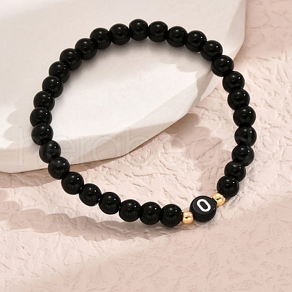 Alloy Resin Round Beaded Stretch Bracelets WG611D6-15-1