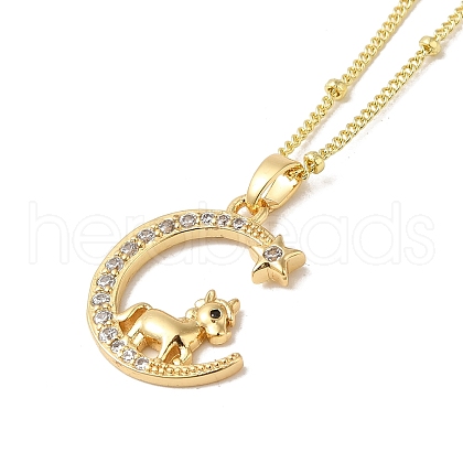 Brass Micro Pave Clear Cubic Zirconia Pendants Necklaces NJEW-K269-05G-05-1