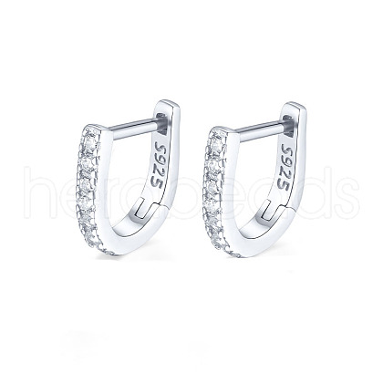 Anti-Tarnish Rhodium Plated 925 Sterling Silver Micro Pave Cubic Zirconia Hoop Earrings for Women EJEW-F317-20P-1