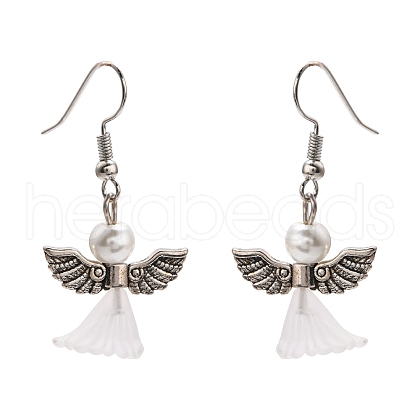 Lovely Wedding Dress Angel Dangle Earrings EJEW-JE00521-09-1