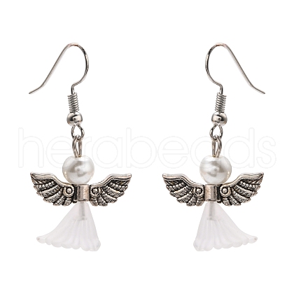 Lovely Wedding Dress Angel Dangle Earrings EJEW-JE00521-09-1