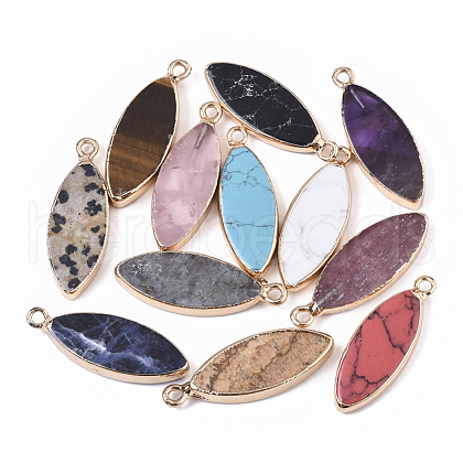 Edge Golden Plated Natural & Synthetic Mixed Gemstone Pendants G-T131-06-1