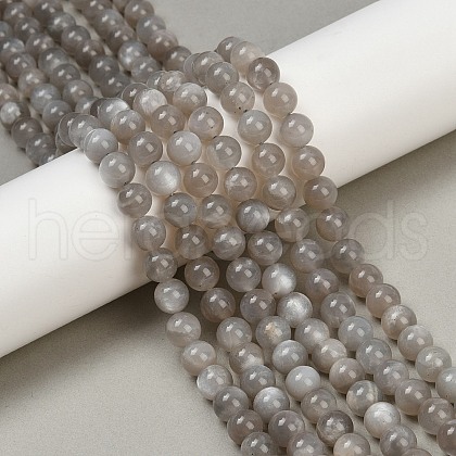 Natural Grey Moonstone Beads Strands G-G206-A01-8mm-1