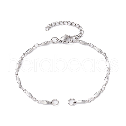 Tarnish Resistant 304 Stainless Steel Oval Link Chain Bracelet Makings AJEW-JB01183-1