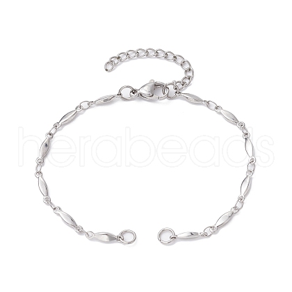 304 Stainless Steel Oval Link Chain Bracelet Makings AJEW-JB01183-1