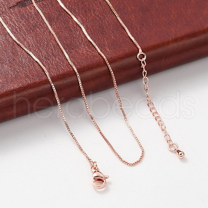 Brass Box Chain Necklaces for Women NJEW-D302-41RG-1