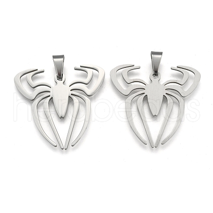 Tarnish Resistant Boy Jewelry Original Color 201 Stainless Steel Halloween Spider Blank Pendants STAS-I032-221-1