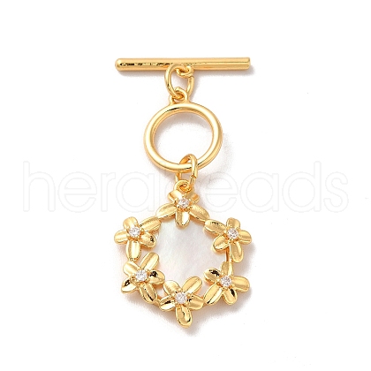 Brass Pave Clear Cubic Zirconia Toggle Clasps KK-M243-09G-01-1