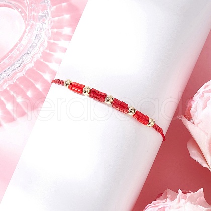 Glass Seed Beaded Braided Beads Bracelets BJEW-MZ00182-01-1