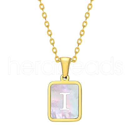 Shell Rectangle Pendant Initial Necklaces PW-WGEBFCF-09-1