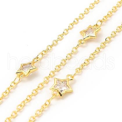 Clear Cubic Zirconia Star Link Chains CHC-G017-21G-1