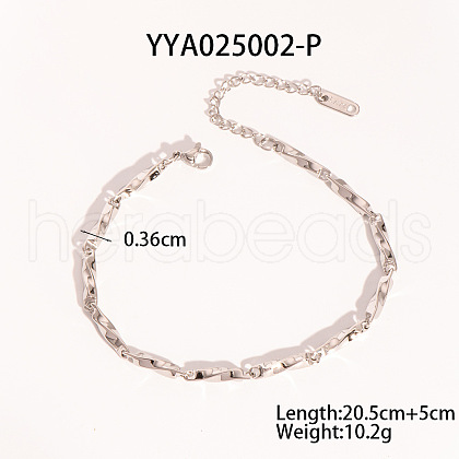 Stainless Steel Twist Link Chain Anklet for Women VF6522-4-1