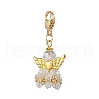 Angel Glass Pendant Decorations HJEW-MZ00214-10-1