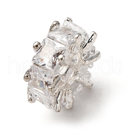 Brass Micro Pave Clear Cubic Zirconia Beads KK-D378-24S-02-1