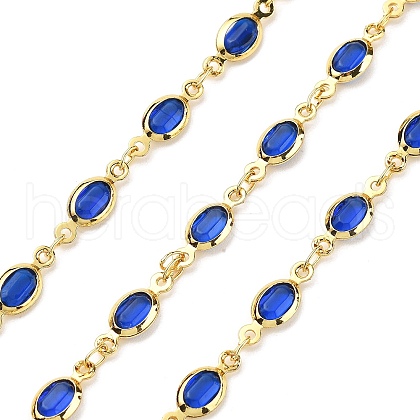 Brass Glass Oval Link Chains CHC-R001-02G-05-1