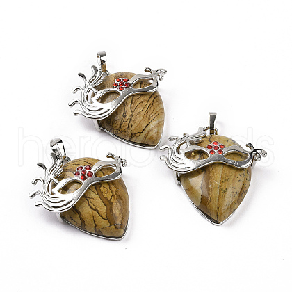 Natural Picture Jasper Pendants G-P496-02P-07-1