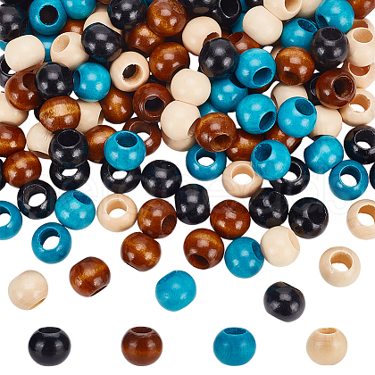 Fingerinspire 4 Colors Wood Large Hole Beads WOOD-FG0001-52-1