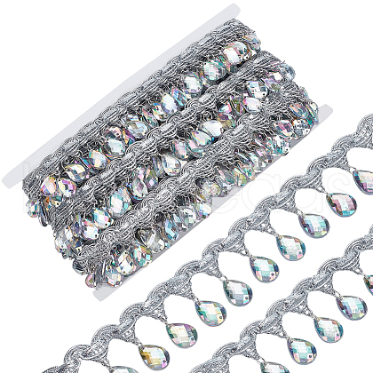 Polyester Lace Ribbon with Plastic Charms Tassel DIY-WH0656-11B-1