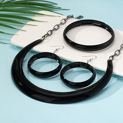 Ring Alloy Necklace & Dangle Earring & Bangle Sets FS-WG0F4B5-01-1