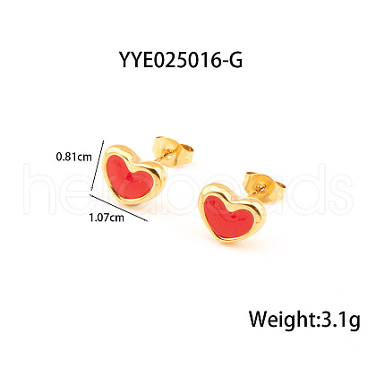 French Romantic Stainless Steel Enamel Heart Stud Earrings for Women XY4598-3-1