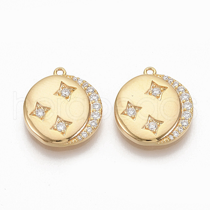 Brass Micro Pave Clear Cubic Zirconia Charms ZIRC-Q021-023G-NF-1