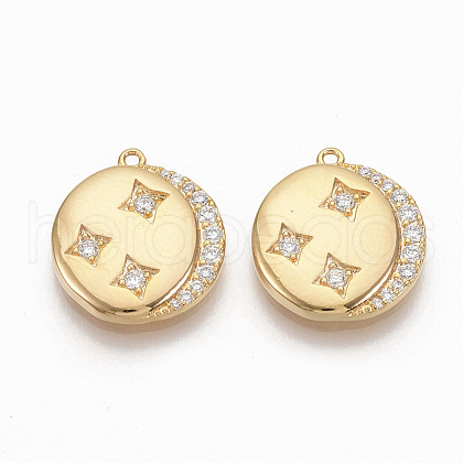 Brass Micro Pave Clear Cubic Zirconia Charms ZIRC-Q021-023G-NF-1