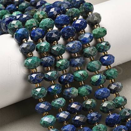 Natural Chrysocolla and Lapis Lazuli Beads Strands G-P573-A64-10x6mm-1