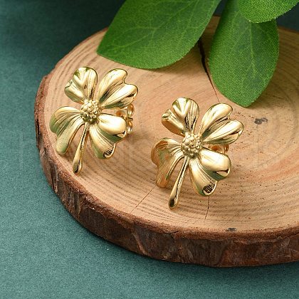 304 Stainless Steel Stud Earrings EJEW-Z081-02G-03-1