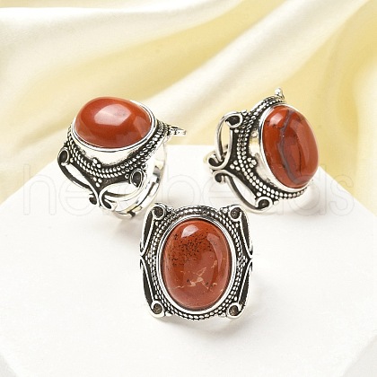Natural Red Jasper Adjustable Rings RJEW-I108-02AS-06-1