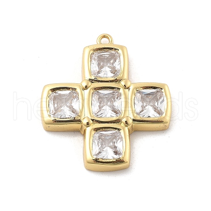 Brass Micro Pave Clear Cubic Zirconia Pendants KK-L228-44B-G-1